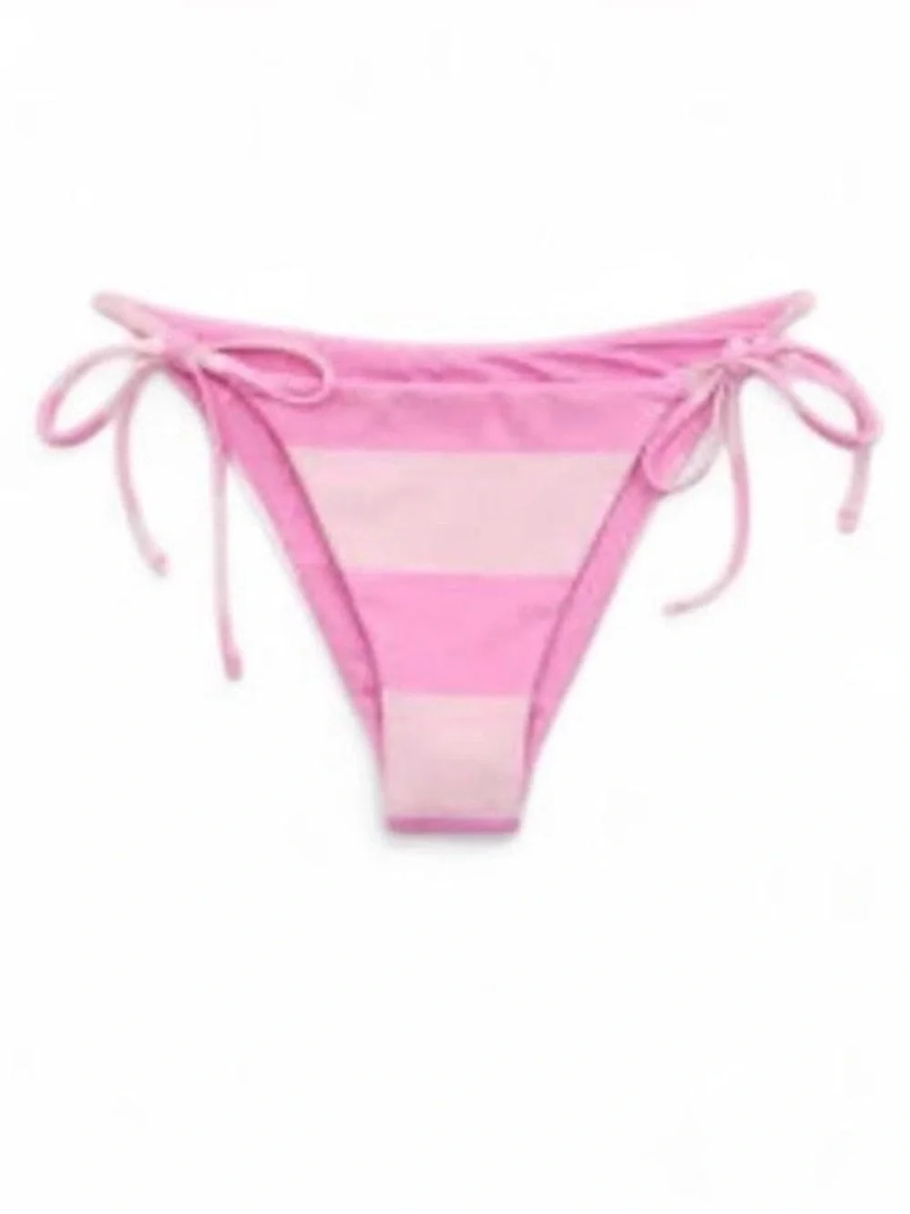 AERIE- pink and light pink horizontal striped bikini- bottoms size: M-Top size:L
